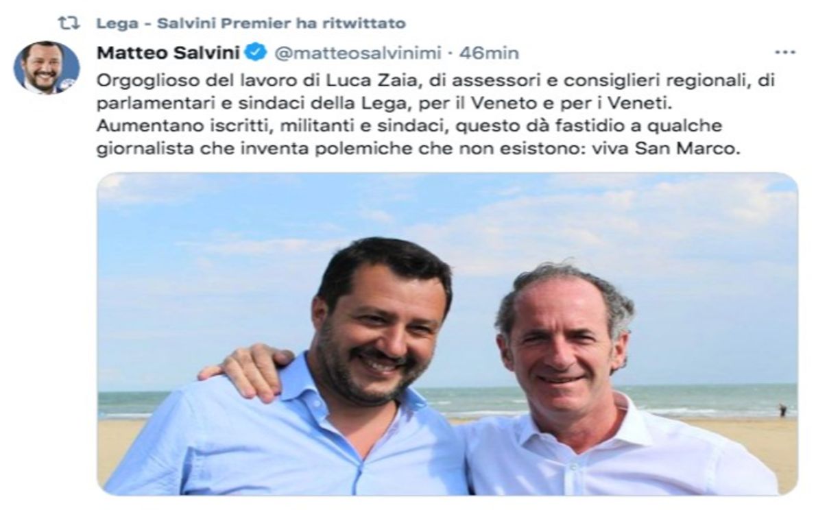 Tweet di Matteo Salvini