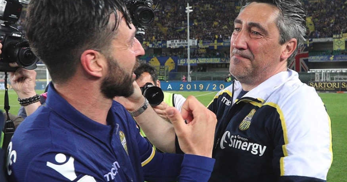 Di Carmine e Aglietti festeggiano (foto Facebook Verona)