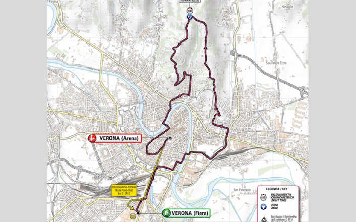 L&#8217;ultima tappa del Giro d&#8217;Italia, il percorso a Verona