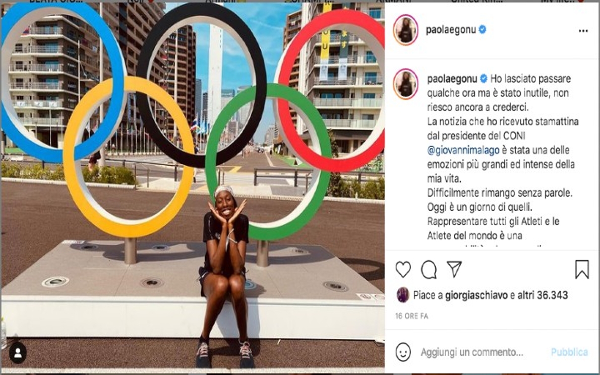 Il post su Instagram di Paolo Egonu