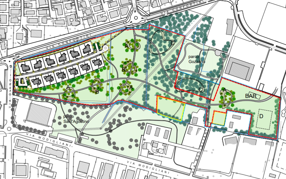 La planimetria del nuovo Parco della Guizza