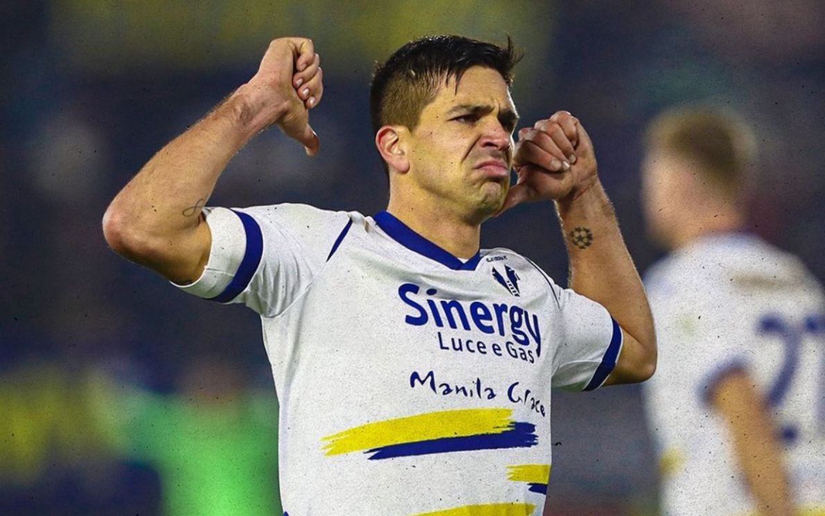 Simeone a Venezia (foto Twitter Verona)