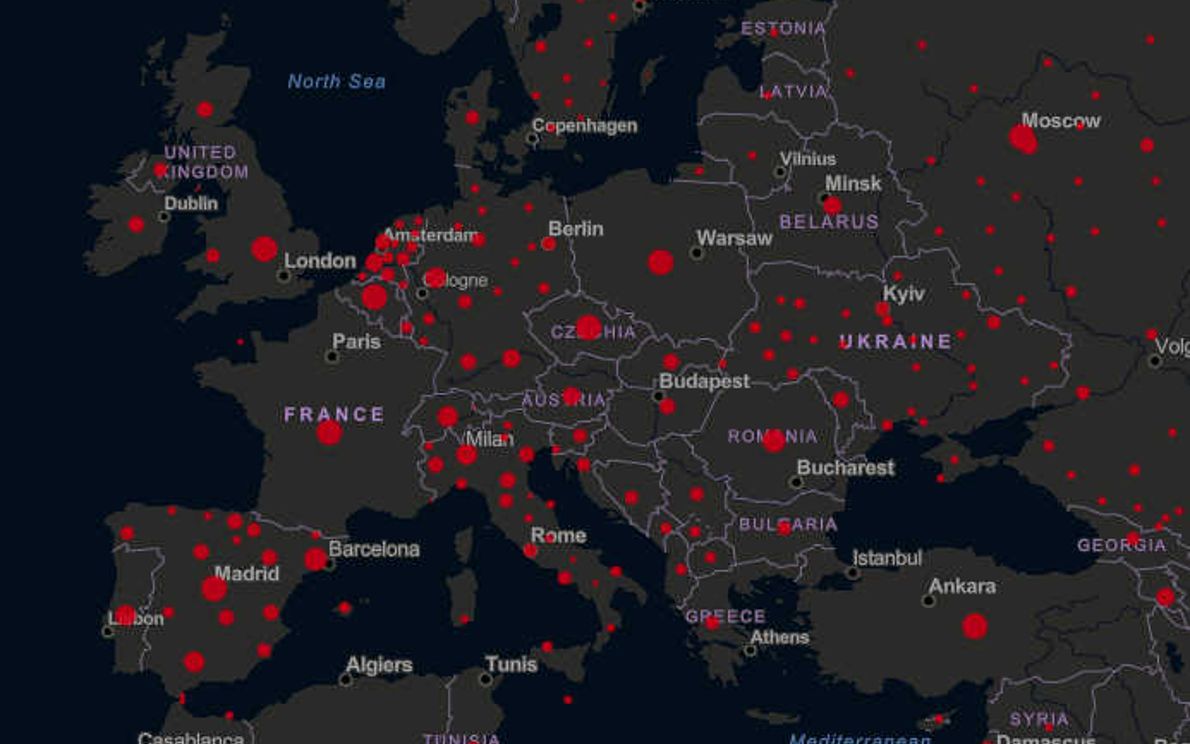 Mappa contagi in Europa al 30 ottobre