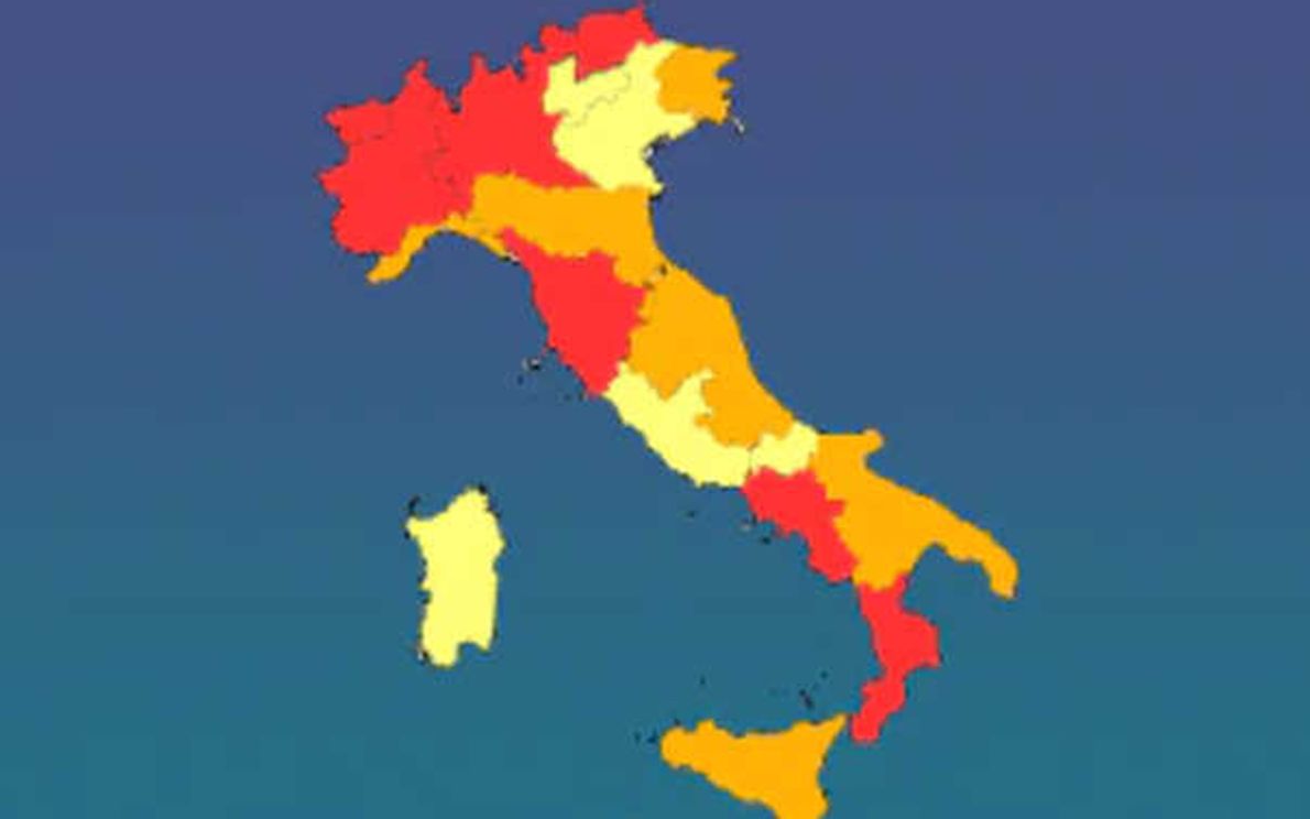 Italia: rossa, arancione e gialla