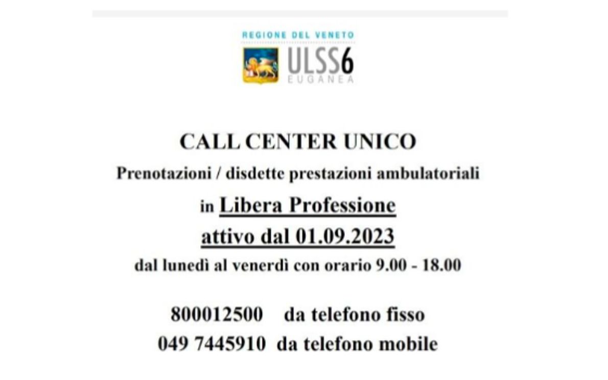 Numero prenotazione/disdetta Ulss 6