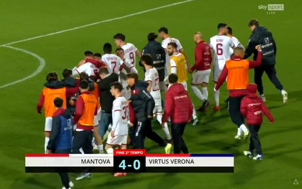 Mantova, 4-0 alla Virtus Verona (screen Sky)