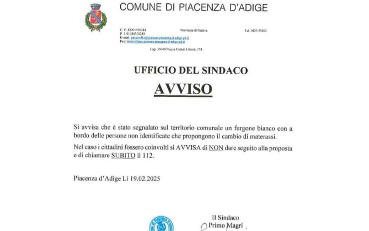 Piacenza d&#8217;Adige, tentativo di truffa