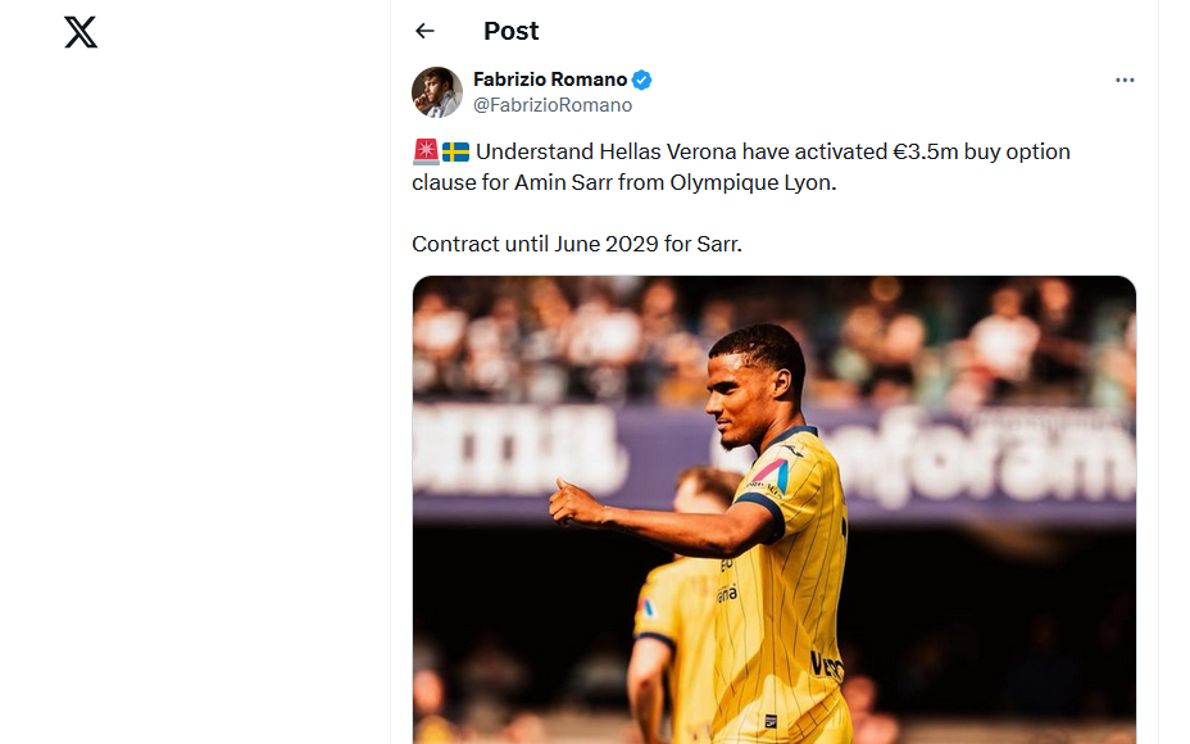 Screenshot pagina X di Francesco Romano