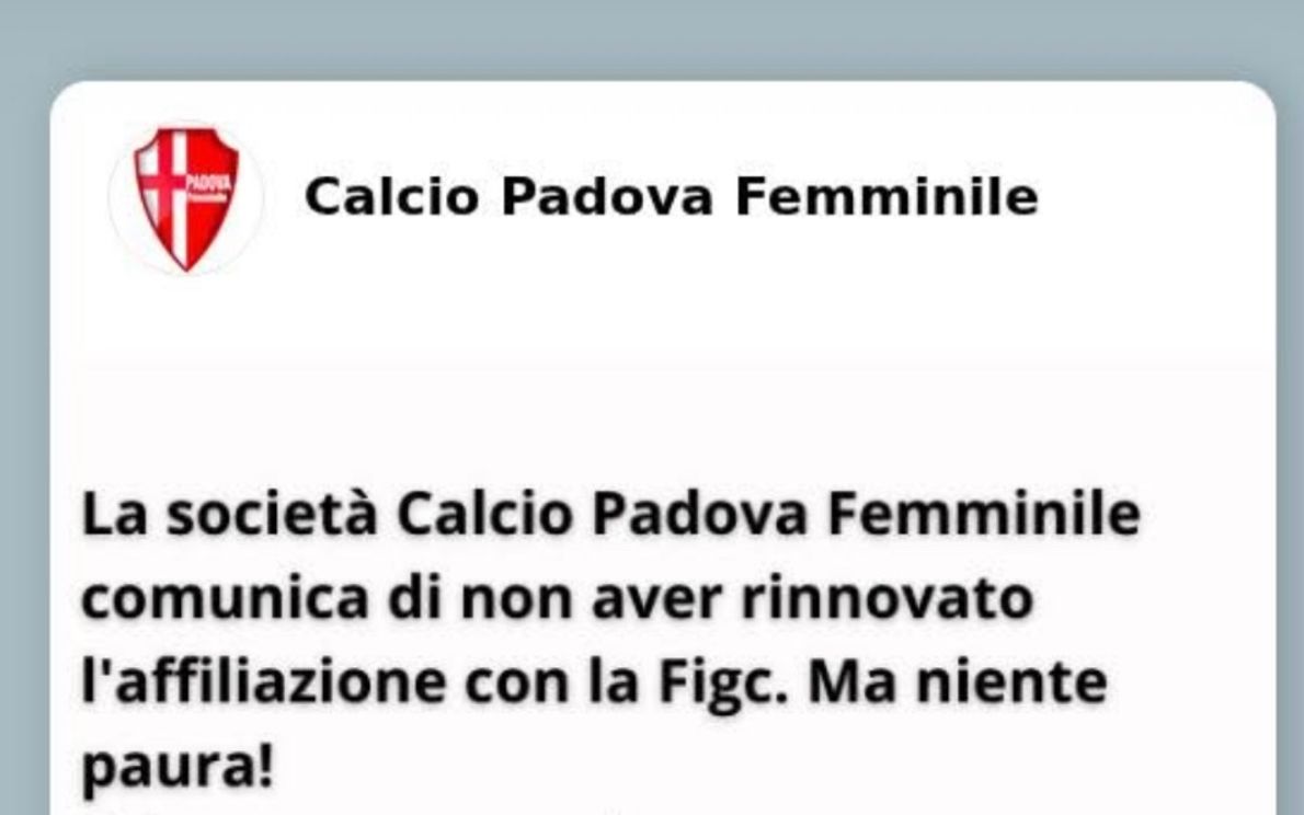Il post del Calcio Padova Femminile