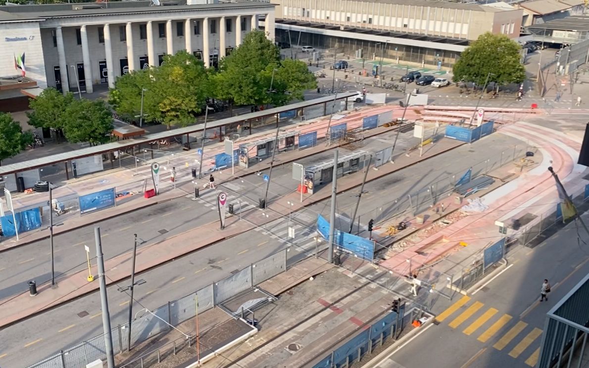 Lavori tram in Stazione