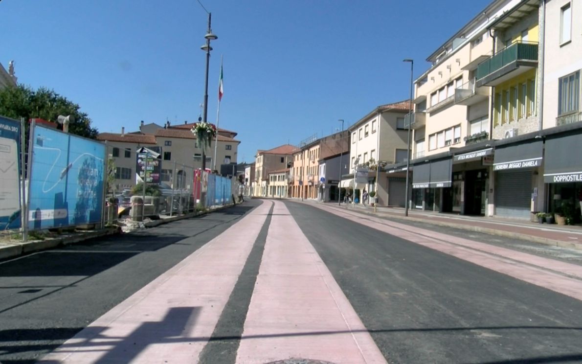 Cantiere del tram SIR 2 lungo via San Marco