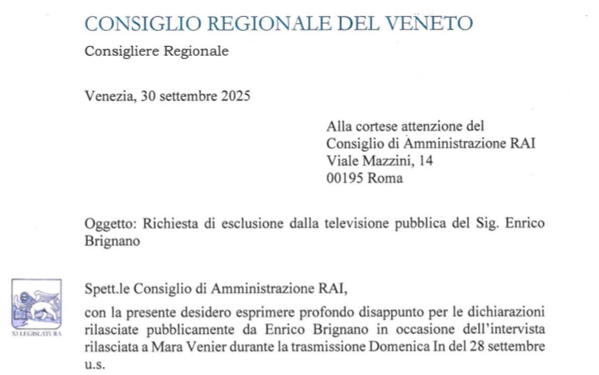 La lettera inviata alla Rai