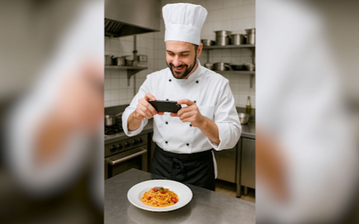 Un cuoco che fotografa