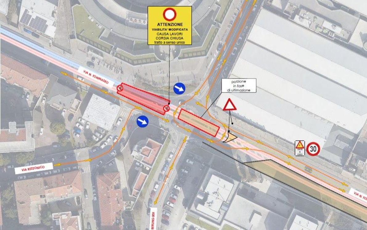 Tram, viabilità in zona Tribunale