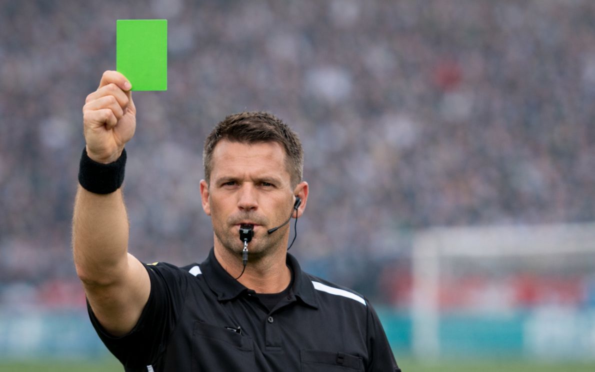 Arbitro mostra cartellino verde (foto AI)