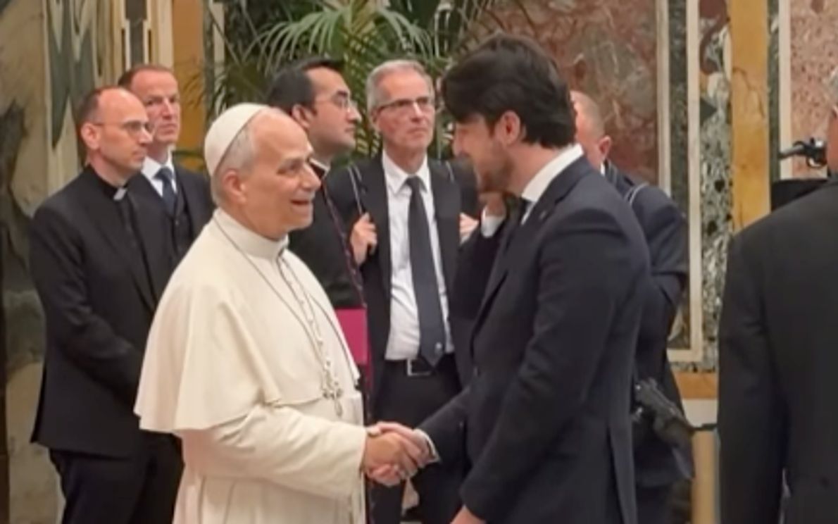 Papa Leone XIV e Alberto Stefani