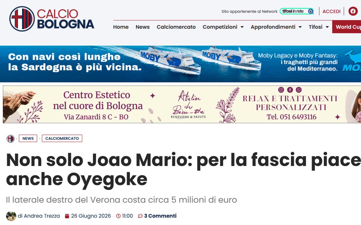Screenshot CalcioBologna