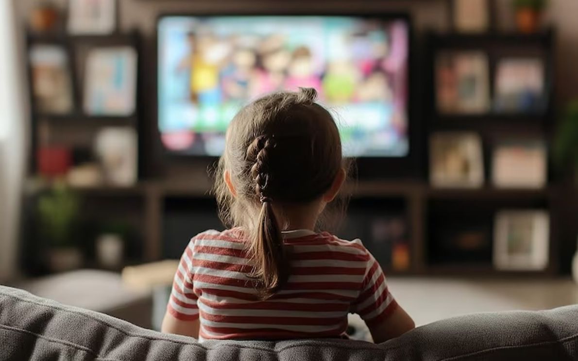 Un bambino che guarda la tv