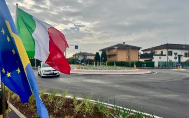 La nuova rotonda in Borgo Roma