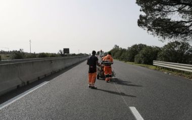 Lavori sulla Transpolesana (foto Ansa)